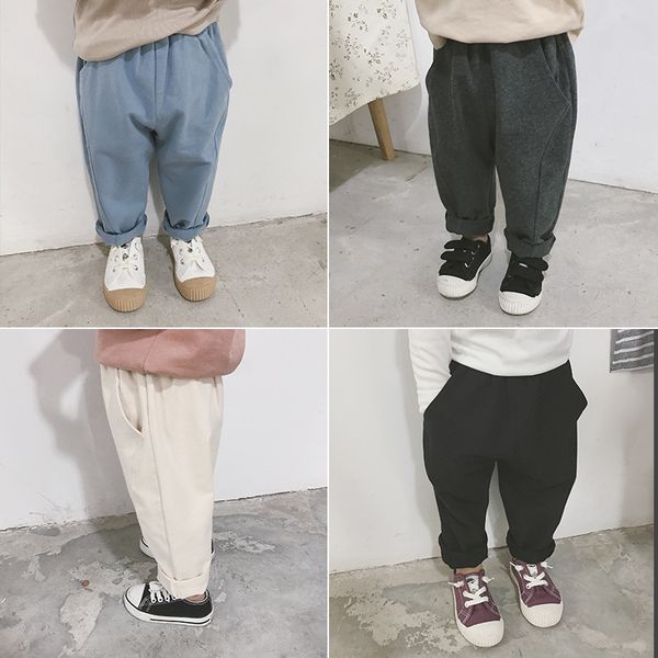 

spring baby boys cotton solid color harem pants kids baby girls soft all-match turnip pants 1-7y t200103, Blue