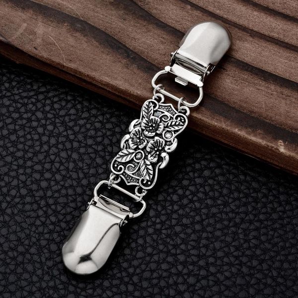 

5pcs classical vintage sweater shawl clip dresses cardigan collar clip flower patterns women girls cardigan shawl brooch, Gray