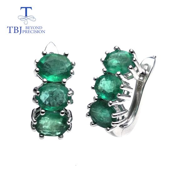 

tbj,good clasp earring with natural emerald gemstone in 925 sterling silver design for women valentine or anniversary gift box cj191203, Golden