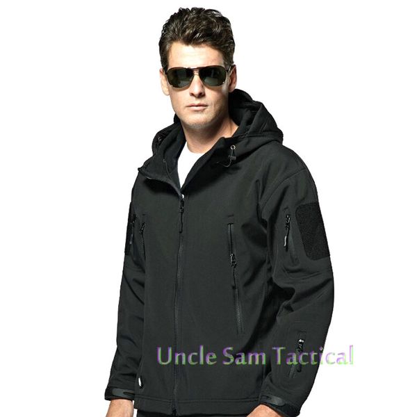 

outdoor tactical jacket men's waterproof fleece camouflage hunting hiking warm fleece jackets fishing coat, Blue;black