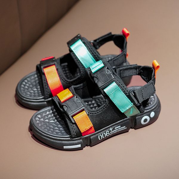 

hobibear children beach sandals for boys fashion kids sport sandals comfortable for boys anti slip boy walking shoes, Black;red