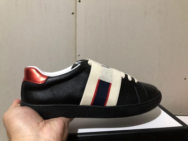 

classic designer shoes white red leather designer sneaker brand mens womens casual bee shoes with box size35-46, Black