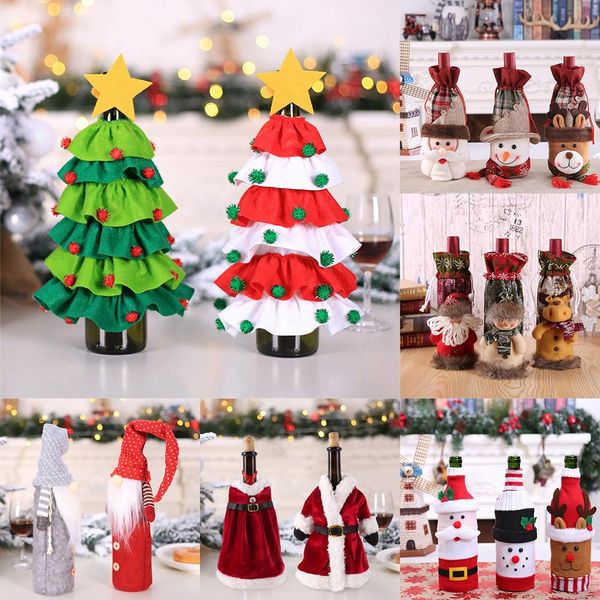 

2019 christmas gift bags stockings christmas presents holder santa claus bag new year socks decoration bottle cover