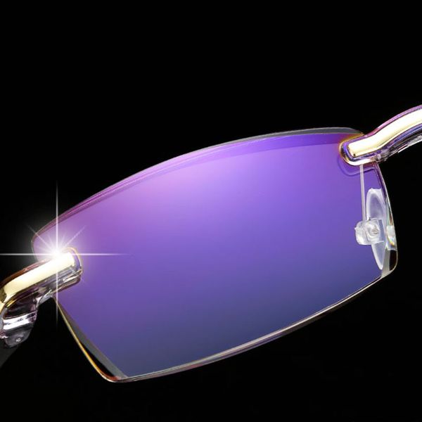 

ultralight rimless reading glasses clear lens anti-blu-ray radiation computer presbyopia readers +1.0 to +4.0, Silver