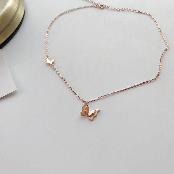 

925 sterling silver butterfly choker necklace designer works simple fashion design wild cute necklace for wmen romantic jewelry