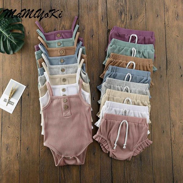 

baby's sets 2020 summer newborn infant baby girl strap solid romper shorts pants set summer outfits baby girl clothing, White