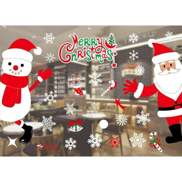 

2pcs pvc christmas removable decorative window sticker diy wall decals