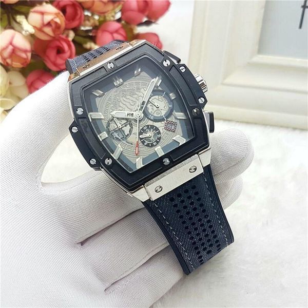 

2020 hublo brand six stitches series little needle run seconds luxury fashion men's watches quartz watch ing, Slivery;brown