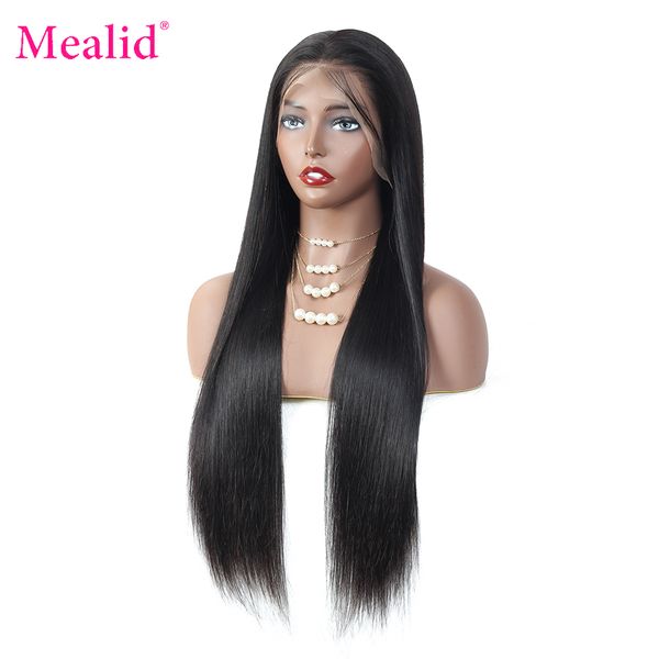 

26 28 30 32 34 36 38 long inch straight 13x4 lace front human hair wigs 150% remy brazilian hair wigs with baby preplucked, Black;brown
