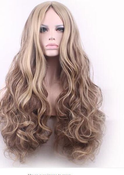 

24'' wavy synthetic wig women kinky curly cosplay wig high, Black