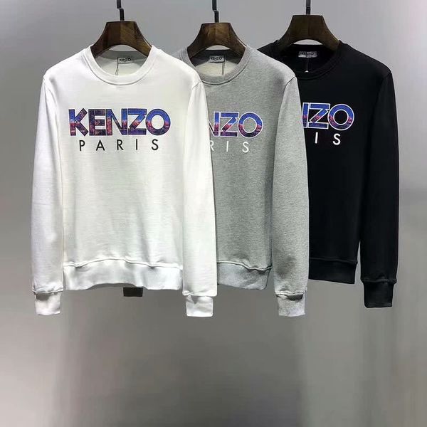 

2019 new men printed hooded european street fashion embroidered sweater autumn winter sports jacket man sweater, Black