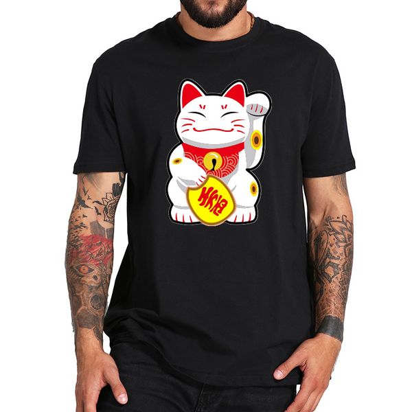 

lucky cat t shirt cute animal bring wealth fortunes t-shirt 100% cotton o-neck tee black white casual, White;black