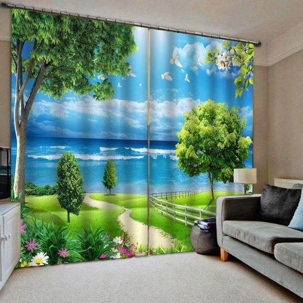 

new curtain custom simple personality creative bedroom living room bay window blackout curtains beautiful scenery 3d curtain