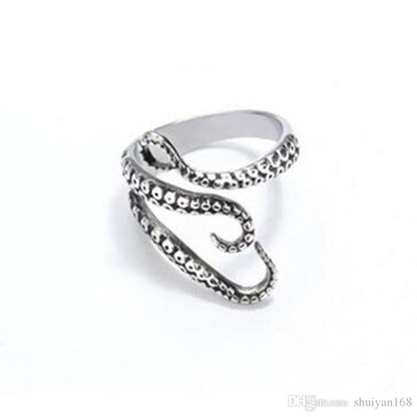 

men finger rings punk style squid ocs ring mens jewelry animal open adjustable finger ring for man women christmas halloween gift, Silver