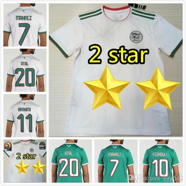 

2019 африка кубок алжир трикотажных изделий футбола рубашка футбол mahrez feghouli slimani atal брахого 19 20 алжир майо-де-футовая униформа, Black;yellow