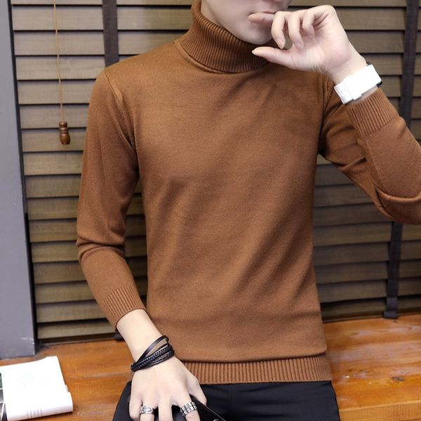 

mrmt 2018 brand new men's sweater youth high collar sweater for male thick long sleeves slim, White;black