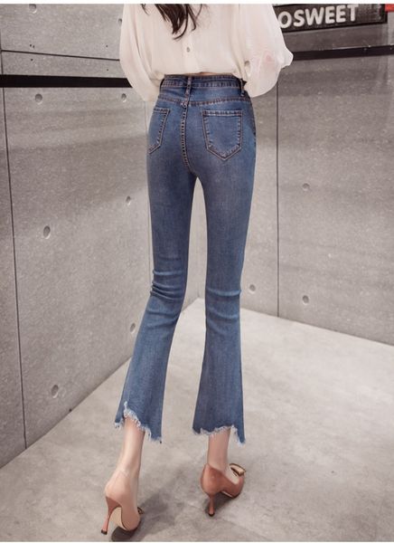 

blue women's tailored waist and hip princess jeans bk009