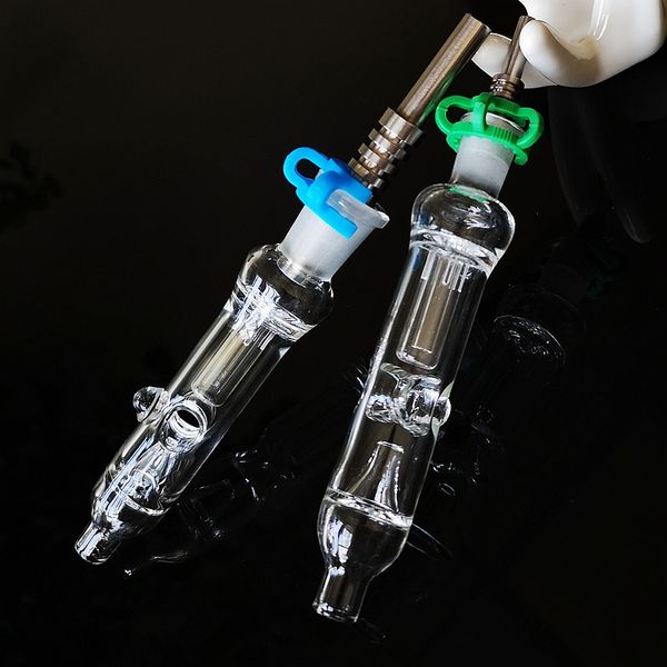 Vendita calda Nector Collector Set Mini tubo dell'acqua in vetro con 10mm 14mm Chiodo in titanio Dab Straw Oil Rigs Nector Collectors Piccolo Bong NC12