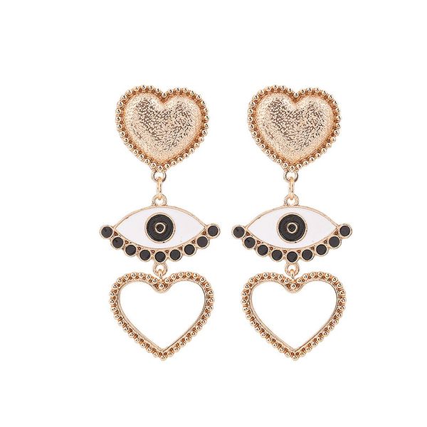 

new fashion heart eye coin drop earrings for women lady vintage exaggerated statement earring gold color earring, Silver