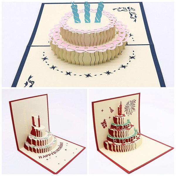 

3d стереоскопический торт поздравительная открытка ручной бумаги carving поздравление карты выдалбливают дети подарок на день рождения красо