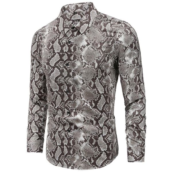 

mixcubic 2019 autumn korean style unique snakeskin pattern printed shirts men casual slim printed shirts for men,size s-xxl, White;black