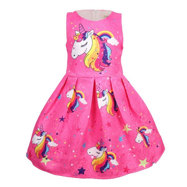 

2 colors unicorn for girls dresses ins summer girls dresses kids designer clothes girls printed sleeveless kids clothing dhl jy20, Red;yellow