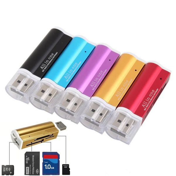 

lighter shaped all in one usb 2.0 multi memory card reader for micro sd/tf m2 mmc sdhc ms dhl