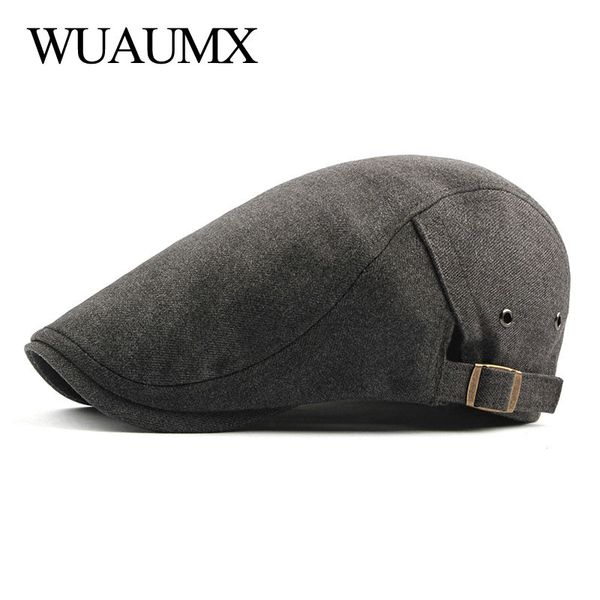 

wuaumx berets hats for men women solid color herringbone caps newsboy cap cabbie ivy flat hat adjustable drop shipping, Blue;gray
