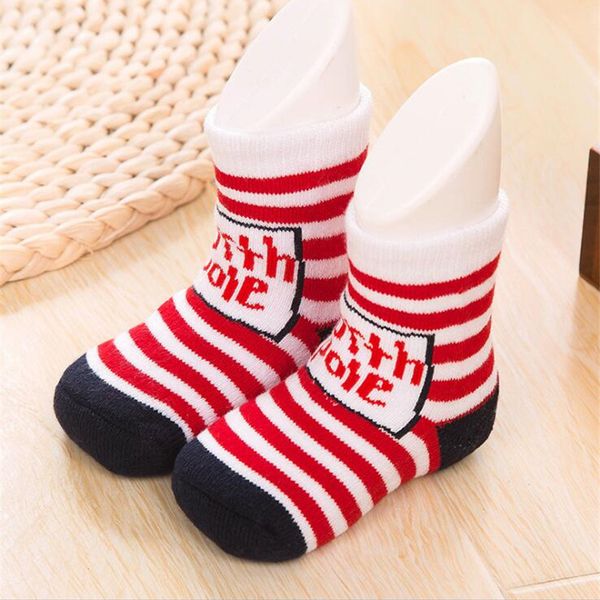 

1 pair cotton spring winter autumn baby girls boys kids socks children striped terry snowflake elk santa claus christmas bear, Pink;yellow
