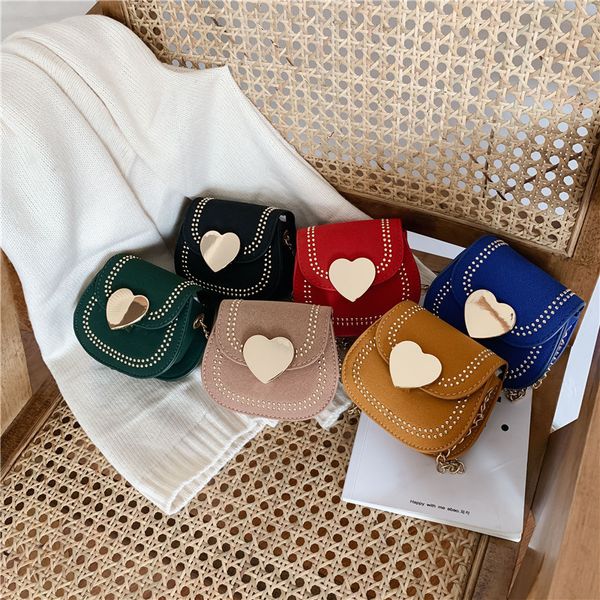 

2020 spring versitile fashion children's single-shoulder bag heart shape lock parent and child accessories bag girls western sty