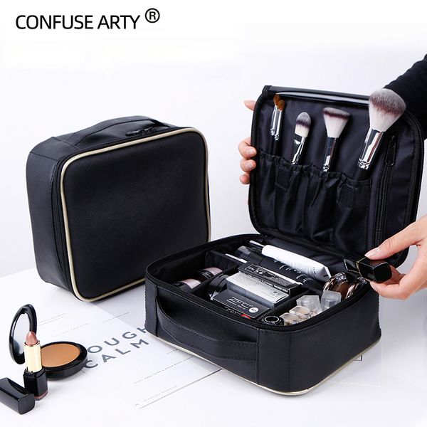 

professional clapboard portable cosmetic bag small portable simple makeup waterproof storage bag y190702, Black;red