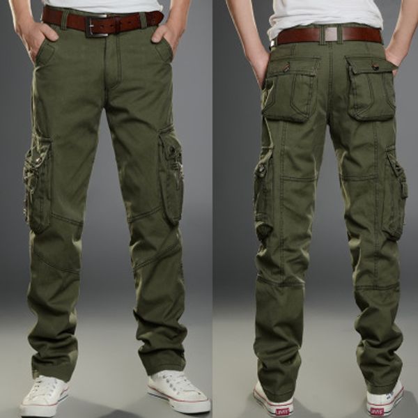 

тактические брюки армейские мужские камуфляж jogger плюс размер хлопчатобумажные брюки многие карманные молнии в стиле милитари камуфляж чер, Black