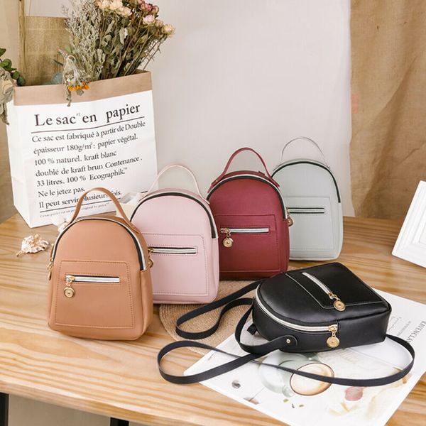 

women ladies girls mini backpack pu leather shoulder school rucksack travel bag
