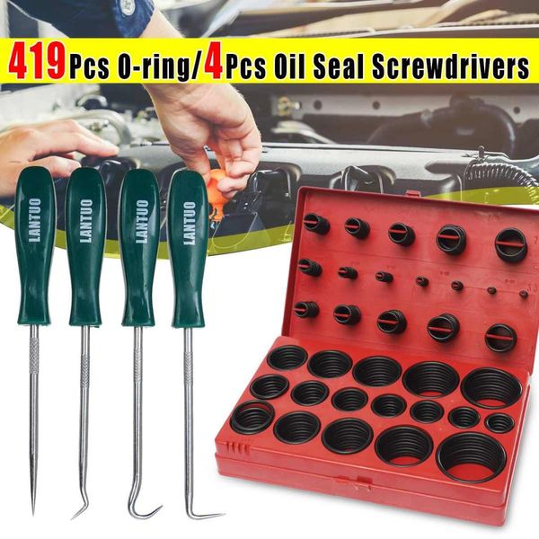

audew 419pcs rubber o-ring kit 4pcs oil seal screwdrivers set pick hooks for garages general-plumbers mechanics workshop tools