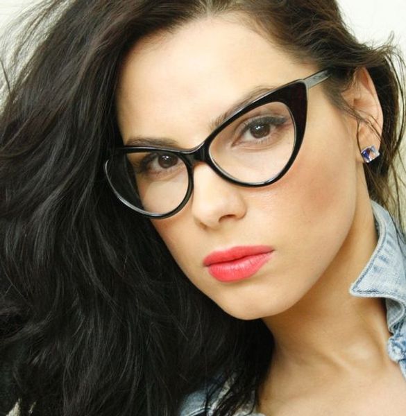 

2017 cat eye glasses frame women brand designer spectacles female eyeglass frames glasses transparent clear lens lunette, Silver
