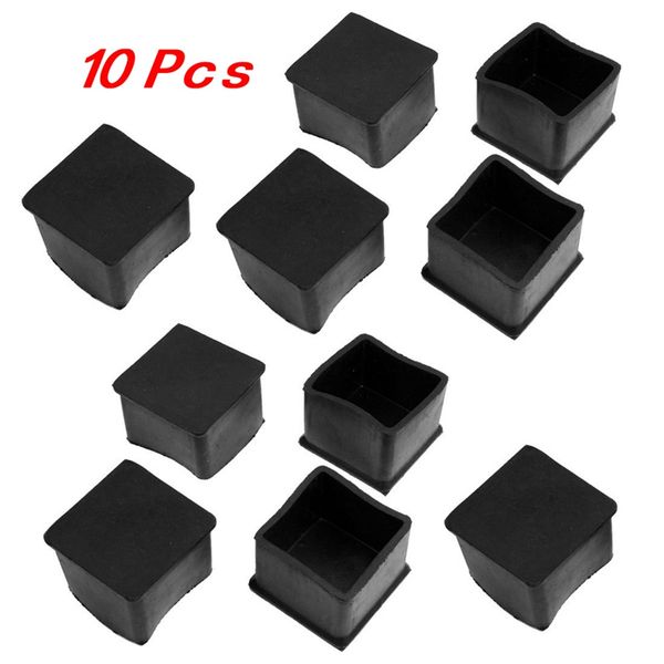 

sodial(r) 10 pcs black rubber square 38mm x 38mm table chair leg protective foot cap