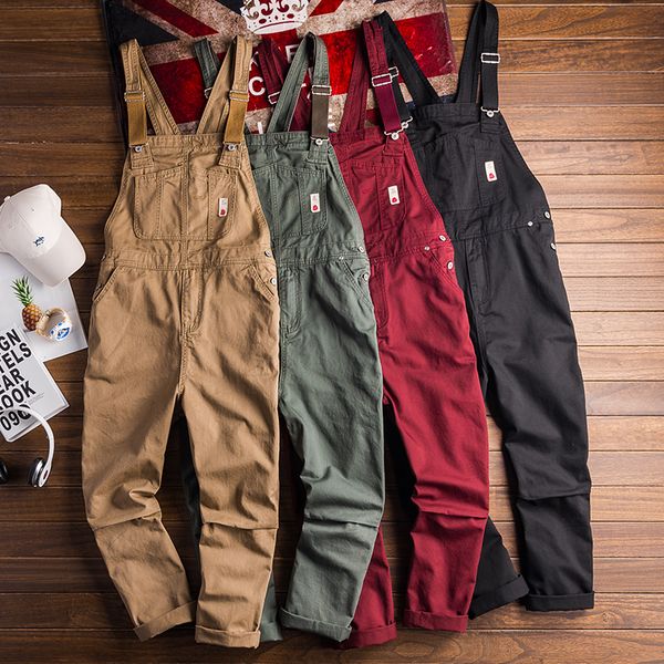 

european and american street stlye jumpsuit men's casual retro tooling trend overalls fashion couple pants good quality, Blue
