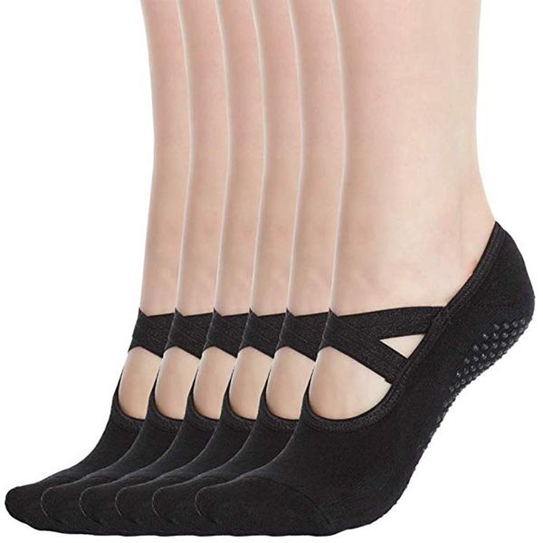 

muqgew 3pairs socks women calcetines ciclismo sport socks yoga anti odor polyester dance ballet pilates non skid short new, Black