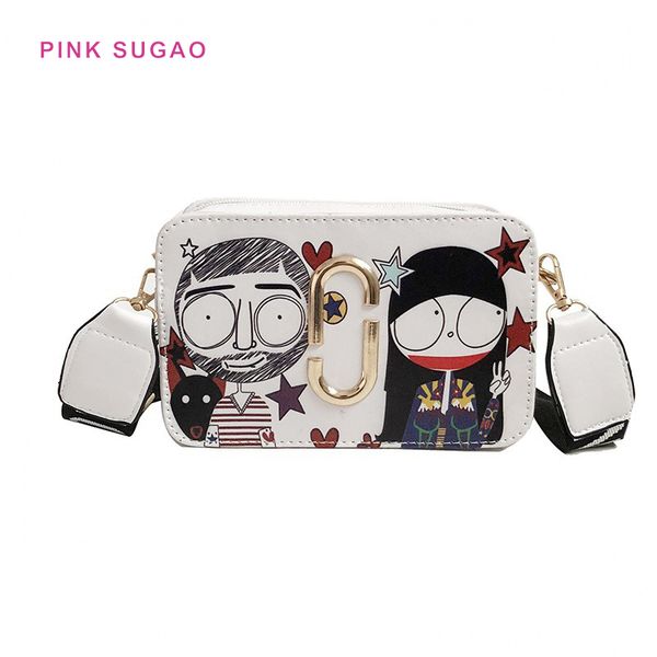 

Pink sugao women shoulder bags designer crossboy bag hot sales square purse new styles messenger bag cartoon cute flower printed fashion bag