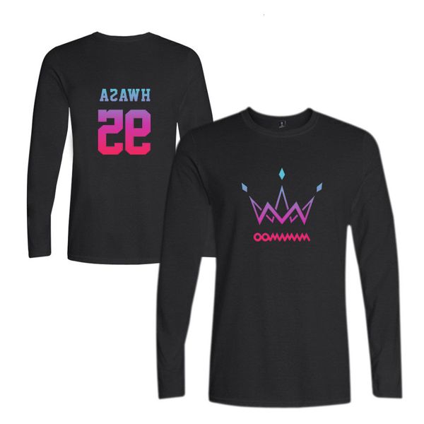 

mamamamoo female 2019 group urban leisure time men and women paragraph long sleeves shirt t shirts, Gray;blue