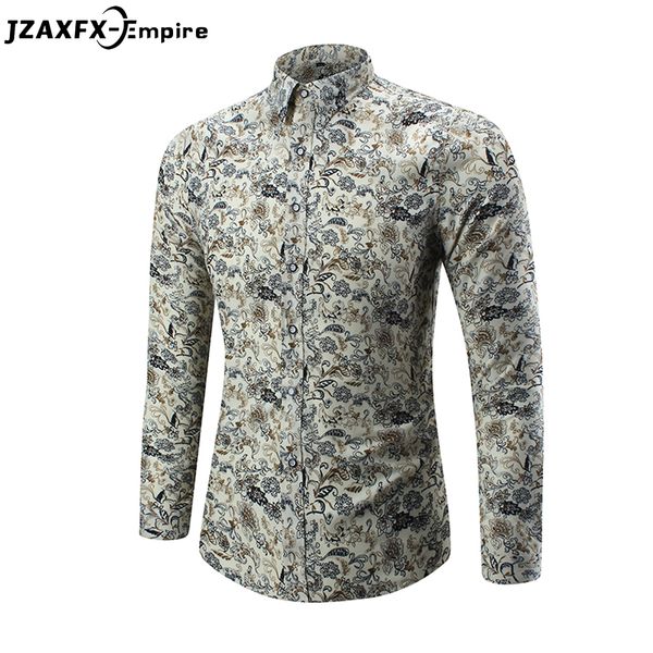 

2018 new fashion casual men shirt long sleeve europe style slim fit shirt men floral shirts camisa masculina, White;black