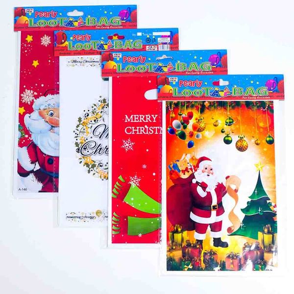 

10 pcs self adhesive candy bag christmas self sealing bag plastic cookies pouches resealable new year gift bags navidad