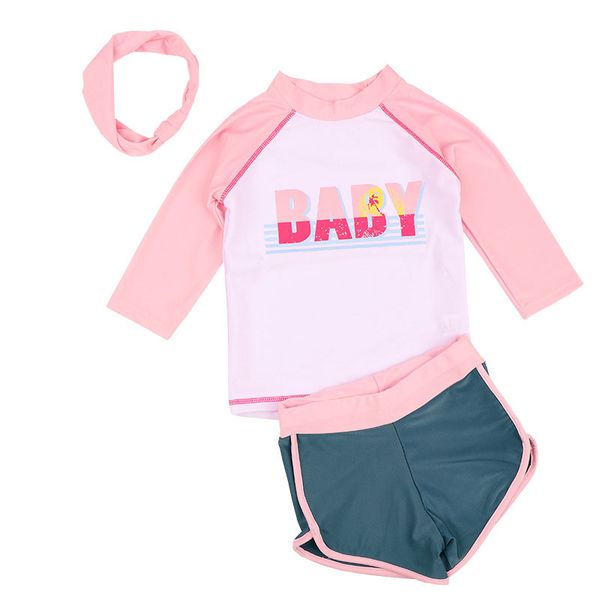 

gi forever children two pieces suits with headrope bikini girl long sleeve swimwear 2018 cute plus size swimsuit maillot de bai