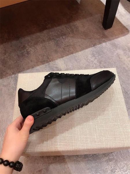 

fashion luxury casual shoes men women triple red low cut leather flat mens trainers sports designer shoes, Black;red
