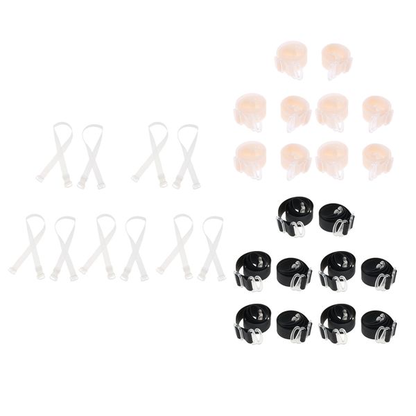 

15pairs womens bra straps adjustable clear silicone shoulder straps holders, Red;black