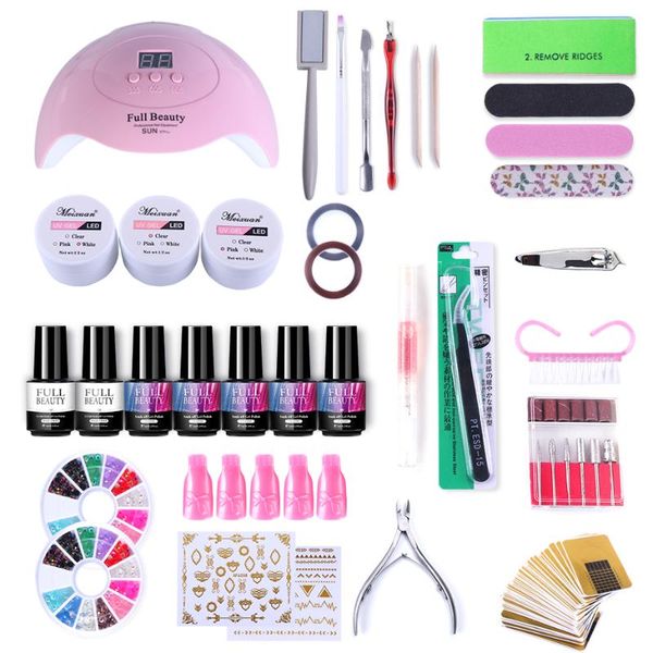 

manicure set for nail kit 3d cat eye effect nail gel polish uv led lamp gold silver line sticker art tools set le1581