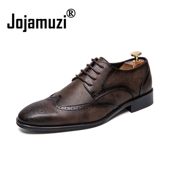 

plus size 38-47 men leather shoes brogues social shoe male men elegant designer formal brand sapatenis lace up zapatos de hombre, Black