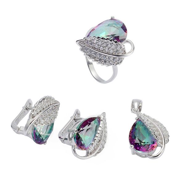 

eulonvan charms wedding jewelry sets womens accessories 925 sterling silver dropshipping rainbow cubic zirconia s-3728set