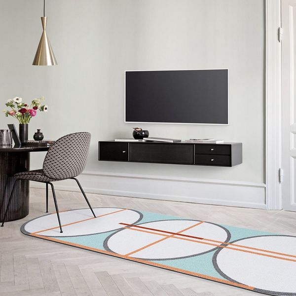 

ins popular post-modern geometric bed slide rug, nordic style machine weaved coffee table carpet, office decoration runner rug