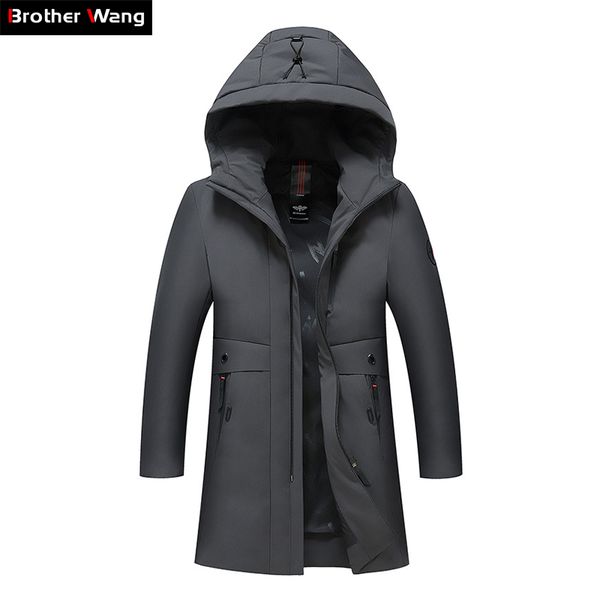 

down jackets men 2019 winter new long hooded warm coat fashion casual slim white duck down jacket male brand clothes, Black